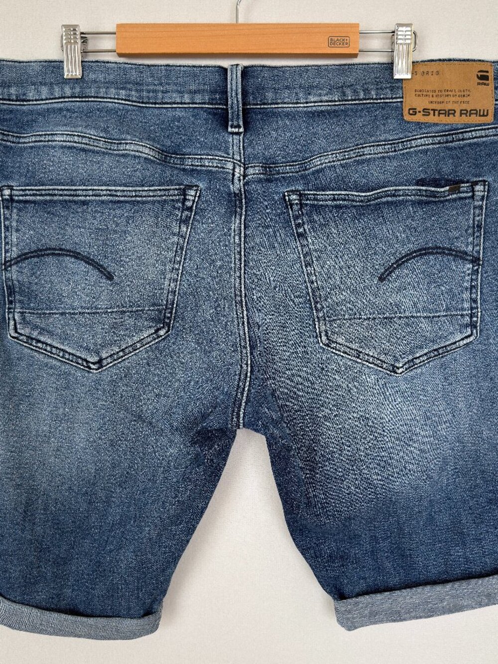 G-Star Raw 3301 Slim Shorts Jeans Men's Size 38 Blue Wash Stretch Denim